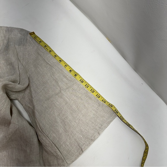 BRYN Walker Lily SMALL Light Linen Round Neck Ruffle 3/4 Bell Sleeve High-Low - Picture 11 of 11